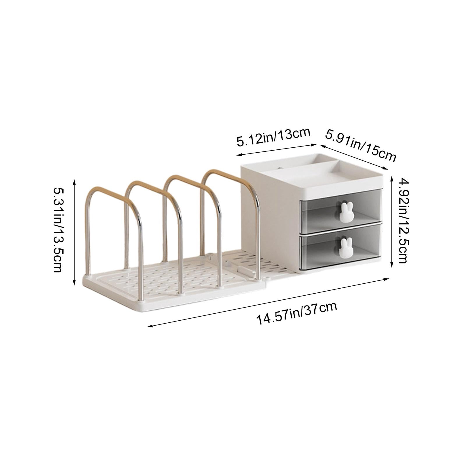 Desk Organizers, Office Organization with Accessories and Vertical File Holder, Desktop Book Shelf, for Office Supplies, Desk Accessories, for Study Room, Dorm (White)