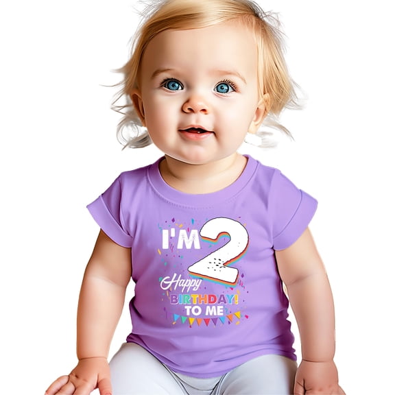I'm 2 Birthday Shirt for Boys & Girls Happy Birthday to Me Unisex Toddler Tee Purple Shirt 2T