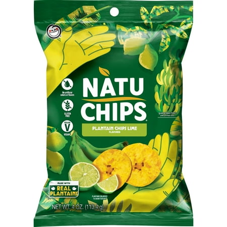 NatuChips Plantain Chips Lime Flavored, 4 oz Bag