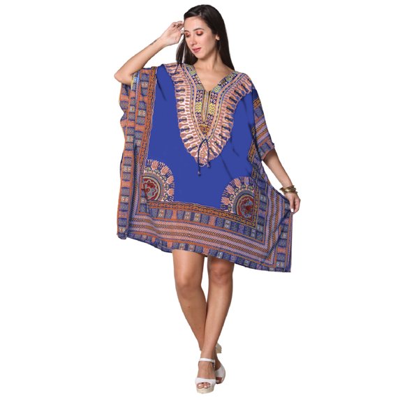 Women's Beautiful Prints Short Kimono Kaftan Dress Coverup Loose Sundress Caftan