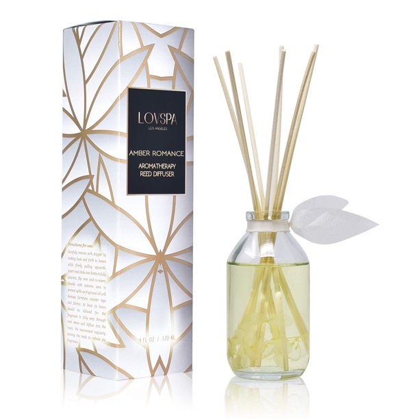 Lovspa Difusor de caña Set Difusor de aceite perfumado Romance ámbar con varillas Accesorios de fragancia para el hogar para decoración de estantes de baño Difusores de aroma para el hogar u oficina D