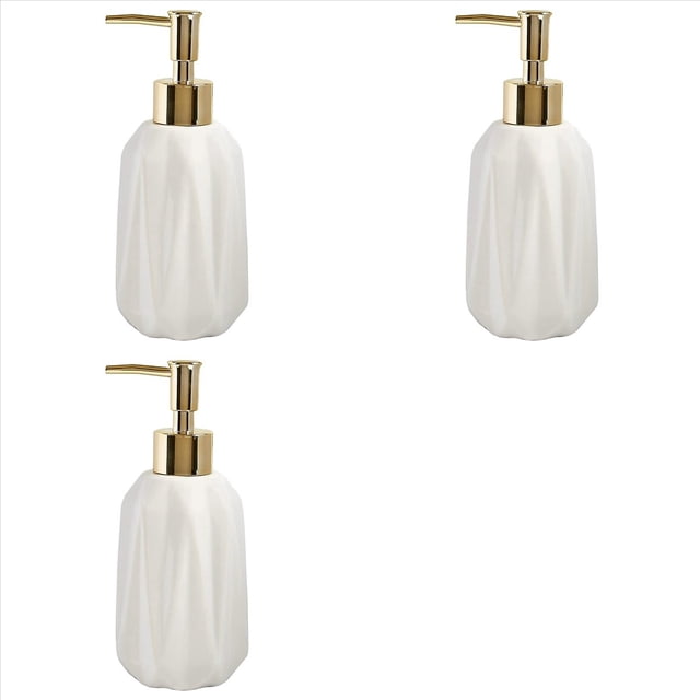3X Dispensador de Jabón de Cerámica Dispensador de Jabón de Manos de 10 Oz con Bomba Jabón Líquido para Platos y Loción Recargable para Baño ()