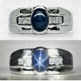 thumbnail image 2 of JewelryLoversZone Blue Star Sapphire Ring for Men 925 Sterling Silver Vintage Signet Ring 6-Ray Sapphire Jewelry for Gift Silver 3, 2 of 2
