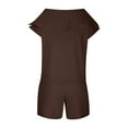 thumbnail image 5 of Scyoekwg Summer Outfits for Women 2 Piece Short Sleeve Hooded Tops Shorts Sweatsuits Sets Solid Color Tracksuit Trendy Loose Casual Matching Sets (Brown,XL), 5 of 6
