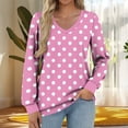 thumbnail image 1 of Heisall Womens Tops Long Sleeve V-Neck Loose Casual Tshirts Polka Dot Print Spring Autumn Fashion, 1 of 5