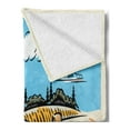 thumbnail image 2 of Landscape Soft Flannel Fleece Throw Blanket, Illustration of Windmillnd Hay Bales Harvest Season, Cozy Plush for Indoor and Outdoor Use, 60" x 80", Pale Brown Earth Yellow, by Ambesonne, 2 of 5