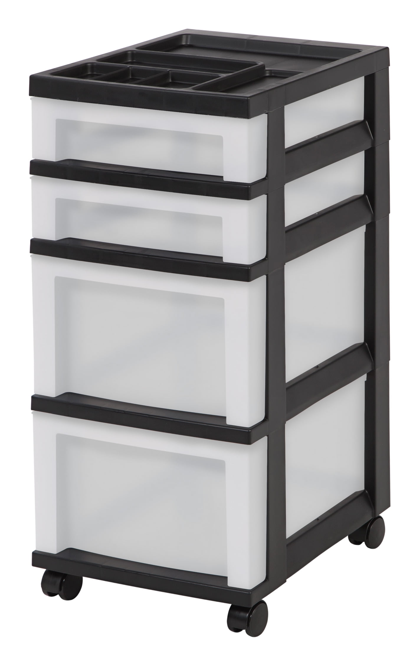 IRIS 4-drawer Rolling Storage Cart With Organizer Top Gray for sale online 