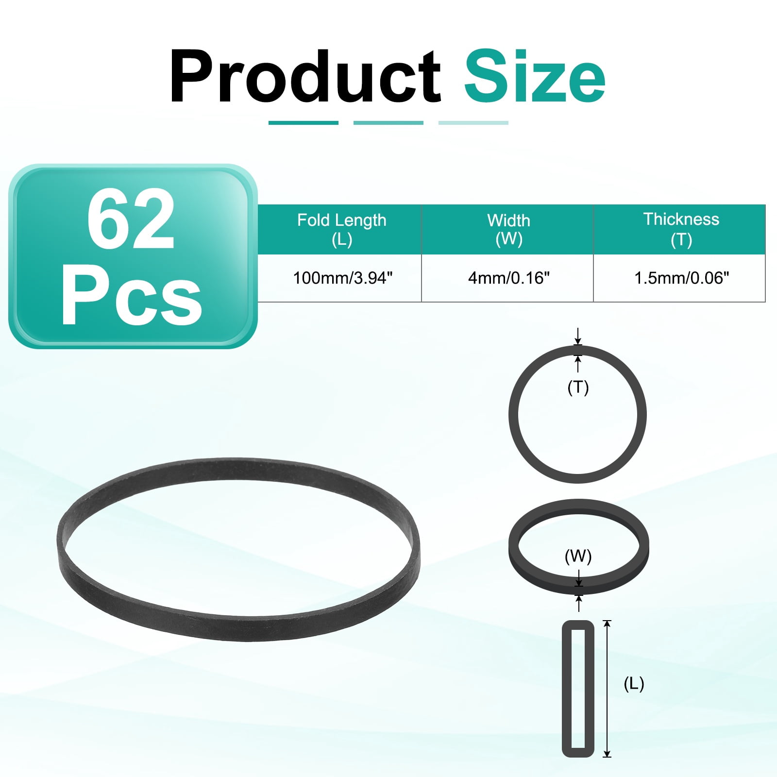 600Pack Rubber Bands, 3.94x0.16 Inch Elastic Bands for Office Supplies, Black