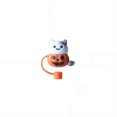 thumbnail image 4 of 1pc Reusable Silicone Straw Cover with Cute Cartoon Santa Claus, Christmas Tree, Pumpkin, and Cat Designs - Dust-proof Straw Tips Cover for Party, Travel, and Home Use, 4 of 4