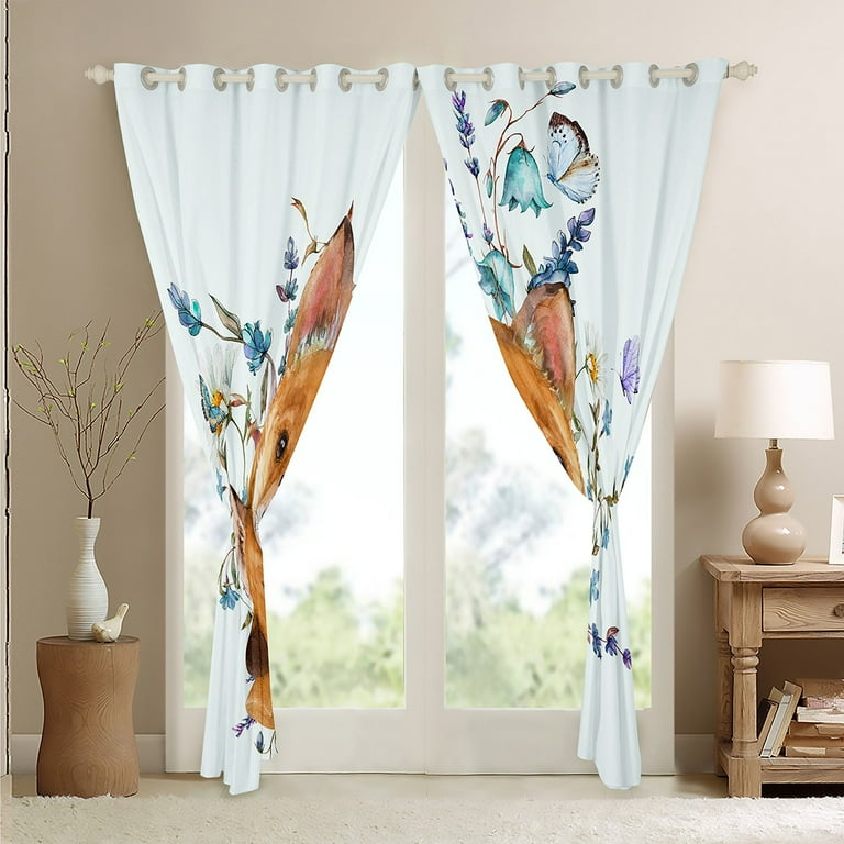 Bicycle Printed Curtain / Art Drapes For LivingRoom Dining Room Bed Room With 2 Panel Set-Multiple Sized Wheels Flowers authentic Balloons Butterflies