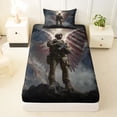 thumbnail image 3 of Manfei Vintage American Flag Wings Twin Sheets,Patriotic Soldier Bedding,Navy,3 Pieces,1 Fitted Sheet and 1 Pillowcase, 3 of 6