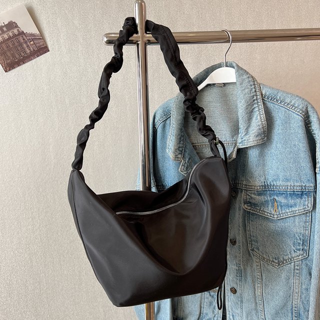Bolsa bandolera plisado a la moda, Bolsa de hombro con bola de masa hervida Simple de lona, gran capacidad Ndcxsfigh Para Estrenar