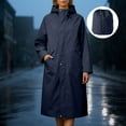 thumbnail image 2 of Womens Long Raincoats Rain Jacket Waterproof Packable Hooded Windbreaker Navy M, 2 of 7