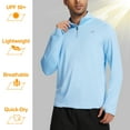 thumbnail image 6 of Taigaofy Men's Running Shirt Long Sleeve Quarter Zip Pullover Moisture Wicking UPF 50+ UV Protection Quick Dry Athletic Workout Shirts Light Blue XL, 6 of 10
