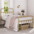 thumbnail image 3 of Alden Design Twin Size Metal Platform Bed Frame with High Headboard and Footboard for Adult, Antique Gold, 3 of 10