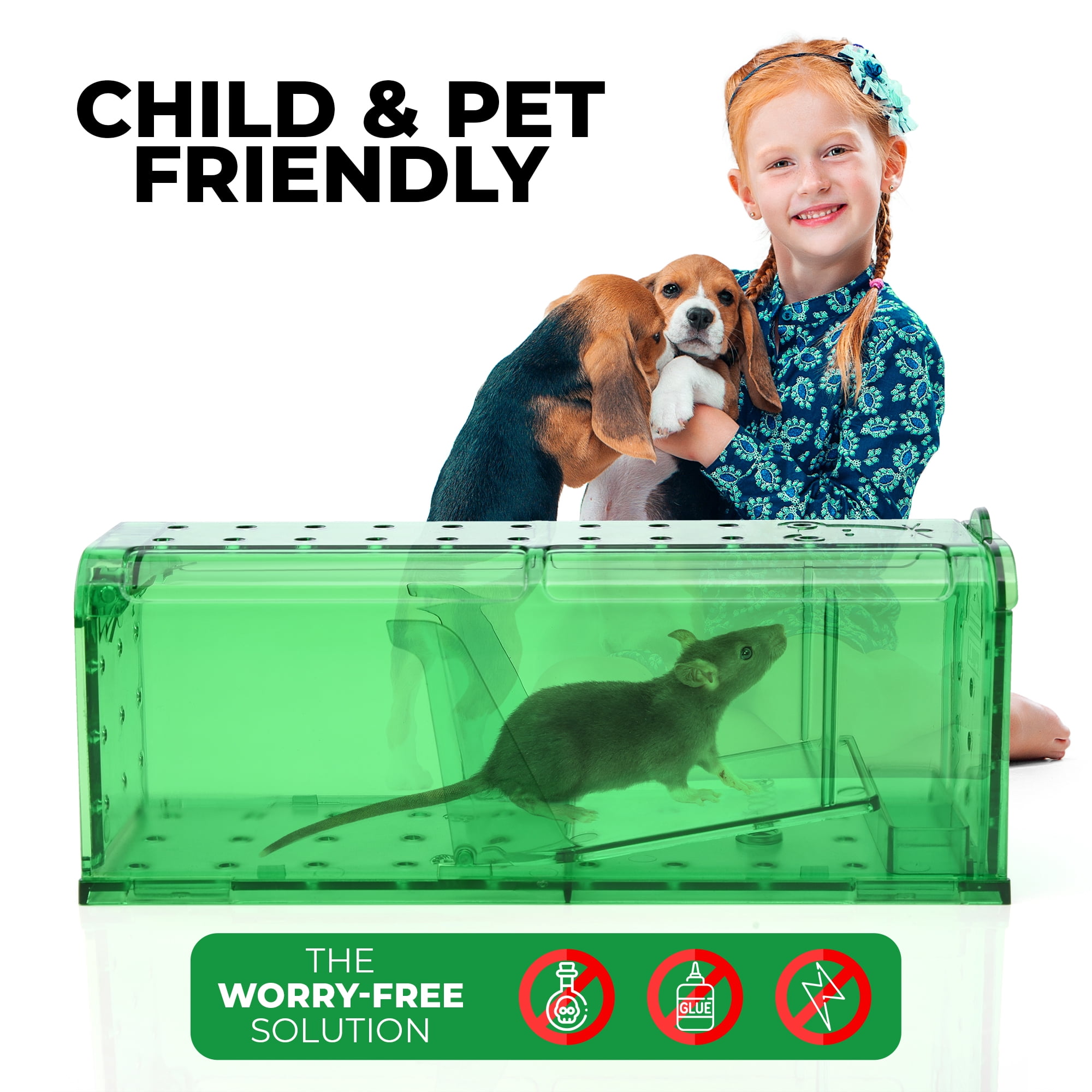 Teal Elite Humane Mouse Trap, 4-Count Pack, Child-Resistant Indoor Rodent Traps