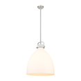 thumbnail image 2 of Innovations Lighting  Newton Bell - 1 Light 18" Stem Hung Pendant Satin Nickel/Matte White, 2 of 5