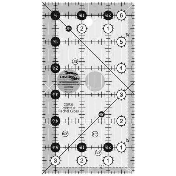 Creative Grids Quilt Ruler – 3½in x 6½in Acrylic Ruler with Non-Slip Grip