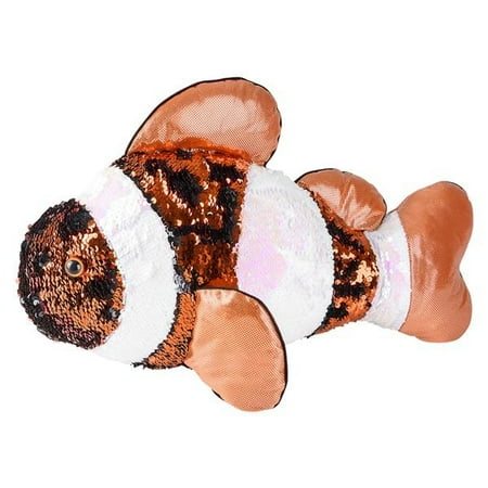 Puppy Performance Fish Adventure Planet Sequinimals Plush - CLOWN FISH (Sequin - Orange & Silver) (18 inch) ()