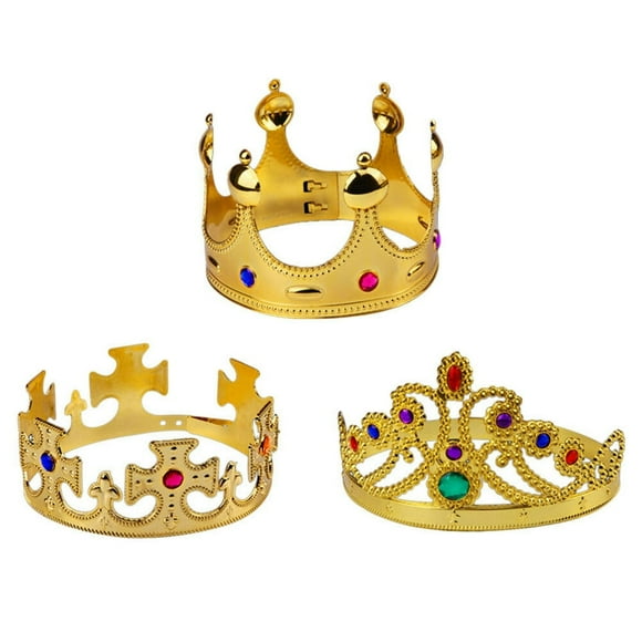 HLONK STOBOK Gold Royal King Plastic Crown for Costume Cosplay and Parties
