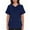 Blue, variant on Women’s V-Neck Nurse Uniform Blouse - Short-Sleeve Button-Front Scrub Top for Medical, Nursing, Clinic, Healthcare, Hospital, Caregiver /Clinic Staff | Multi-Size Multi-Pocket Work Uniform