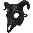 thumbnail image 2 of Máscara de Halloween, media cara, aterradora, animal, máscara de demonio, cuerno de oveja, fantasma, diablo, mueca, Pascua, horror, sombrero, festival, cosplay, fiesta, disfraz, accesorio para adultos, 2 of 5