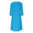 thumbnail image 4 of ITSAME Womens Long Sleeve Dress, Solid Color Pleated Crew Neck Elegant Tunic Midi Dress Sky Blue 2XL, 4 of 4