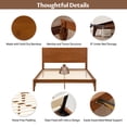 thumbnail image 5 of Euroco Mid-Century Queen Size Platform Bed, Bamboo Wood Bed for Bedroom, Brown, 5 of 13