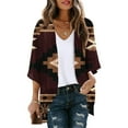 thumbnail image 3 of Womens Lightweight Cardigans Open Front Long Sleeve Graphic Print Spring Summer Fall Casual Outerwear Coat (2XL, Brown), 3 of 5