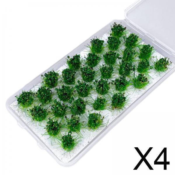 4xBushy Cluster Grass Tufts Baoblaze Paisaje Estático en miniatura 32 Cepas Verde selva