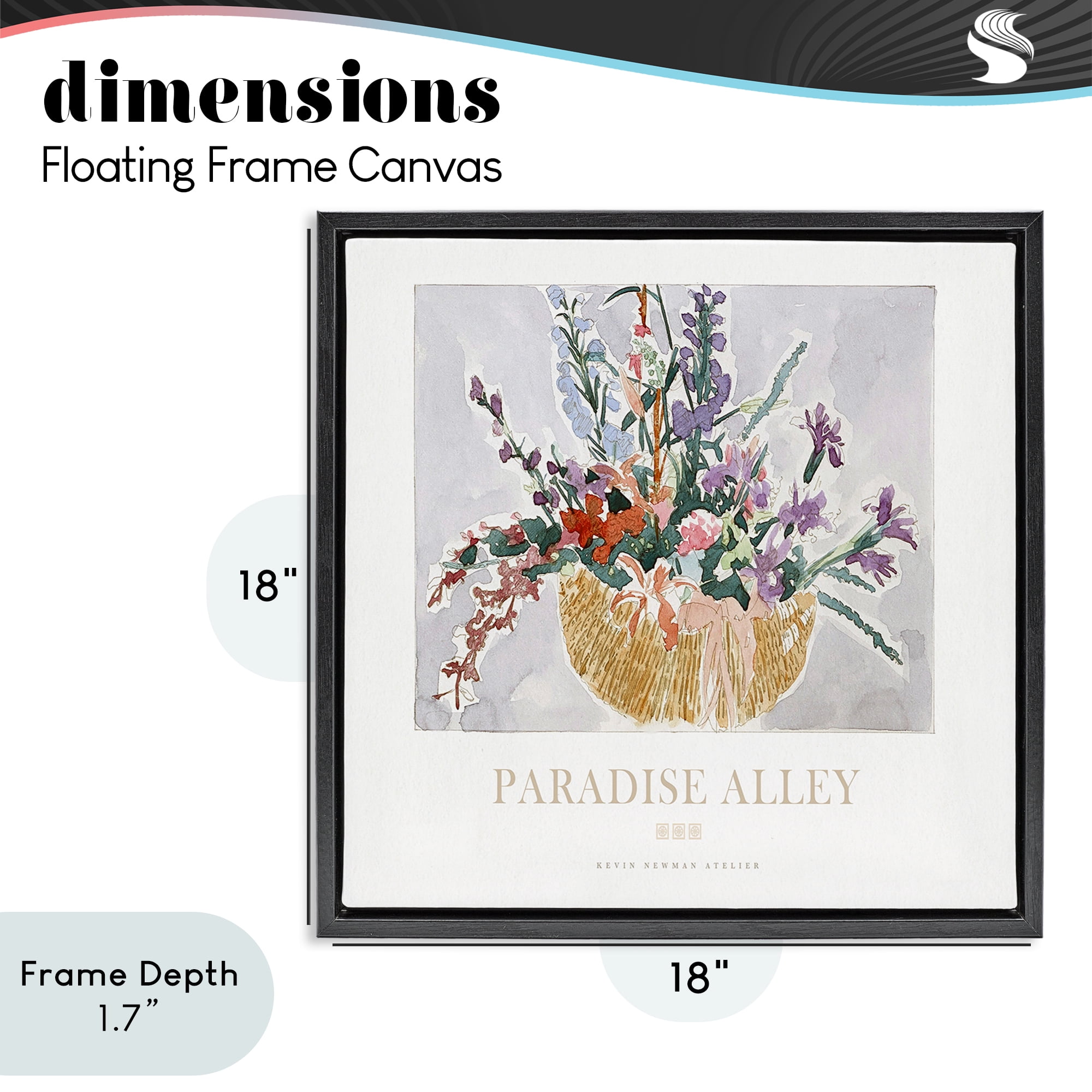 Stupell Industries Paradise Alley Basket of Flowers Black Framed Floater Canvas Wall Art, design by Jadei Graphics