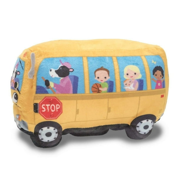Cuddle Barn Animated Toy Wheelie School Bus Plush Toy Singing Wheels