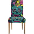 thumbnail image 2 of FMSHPON Day of The Dead Sugar Skull with Florals Stretch Chair Cover Protector Seat Slipcover for Dining Room Hotel Wedding Party Set of 6, 2 of 6