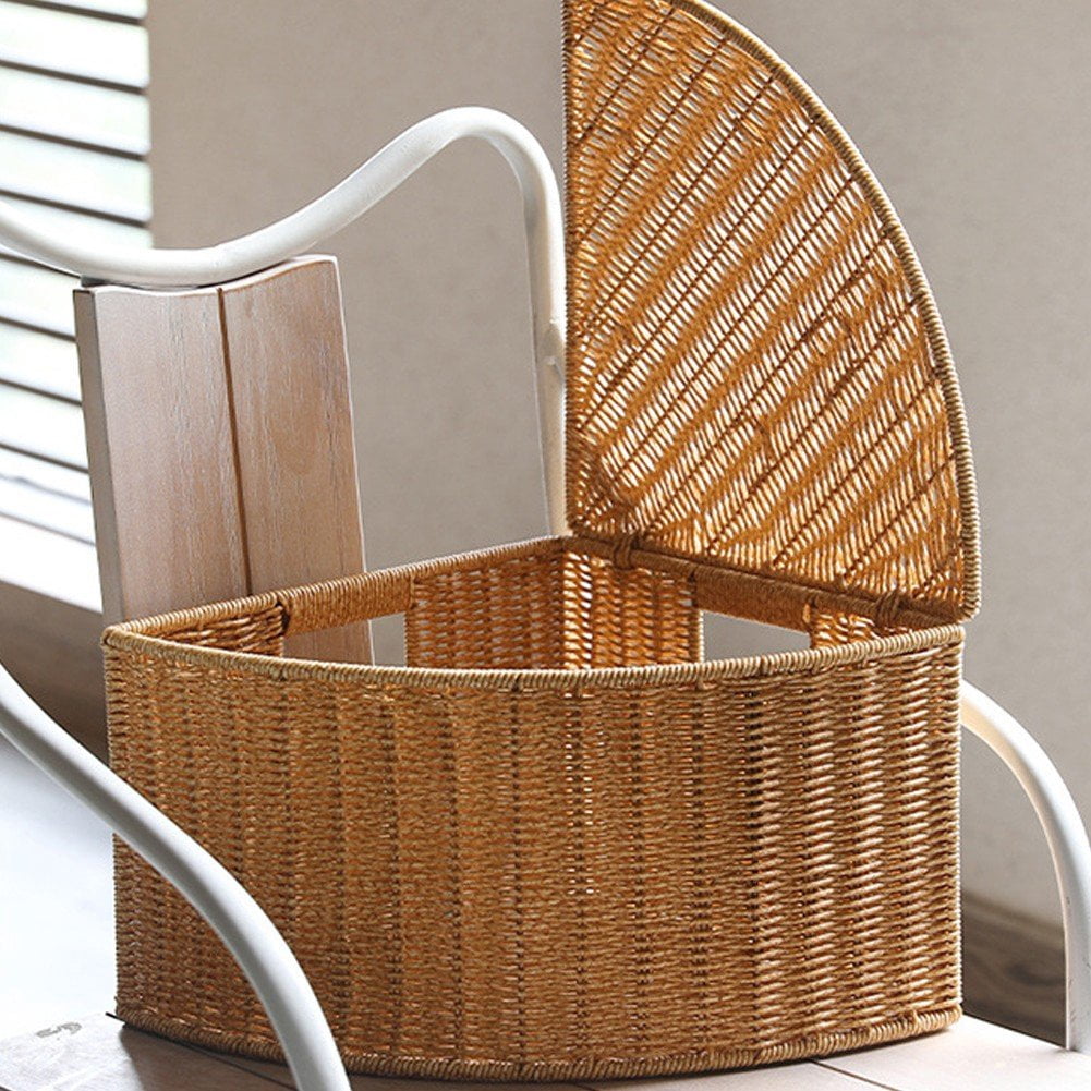 Hzzsbu Woven Rattan Corner Storage Box Triangle Storage Basket Large Capacity Corner Organizer Bin Corner Laundry Hamper for Home