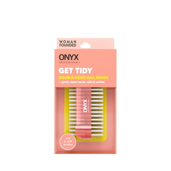 Onyx Professional Get Tidy Nail Brush, with Double-Sided Bristles, Blue & Pink Unisex