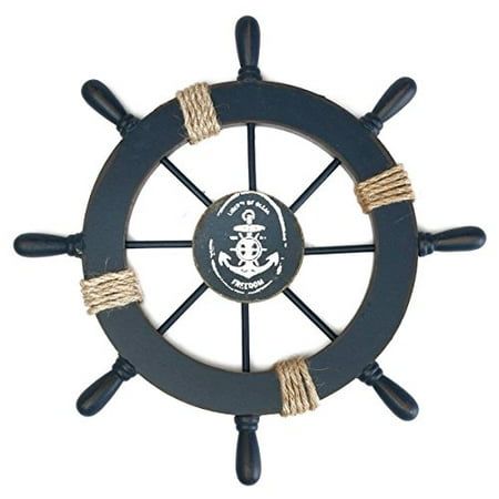 - Rosenice Wooden Ship Wheel Nautical Boat Ship Wheel Wall Decor Dark Blue