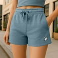 thumbnail image 5 of Dalix Heartly Ghost Embroidered Shorts Washed Soft Fleece Relaxed Drawstring Pocket Fit Lounge Womens in Misty Blue XL X-Large, 5 of 5