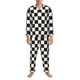 thumbnail image 3 of Balery Black and White Checkerboard Pijama para Hombre de Dos Piezas con Manga Larga, Conjunto de Dormir y Descanso Suave con Bolsillos-Medium, 3 of 7