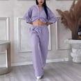 thumbnail image 4 of Two Piece Plus Size Sets for Women Fall Solid Color Retro Classic Wersatile Casual Cotton Linen Shirt Drawstring Wide Leg Pants Set Long Sleeved Round Neck Top/Shirt Set, 4 of 7
