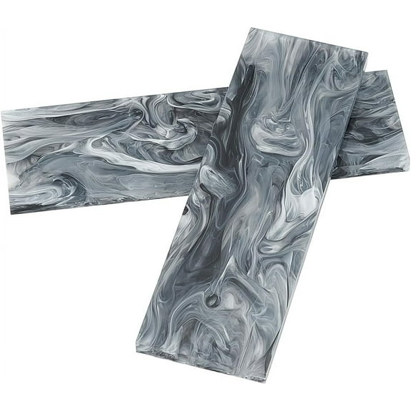 2pcs Marble Pattern Acrylic Sheets for Handle Making Rectangle Black 161x50x7mm