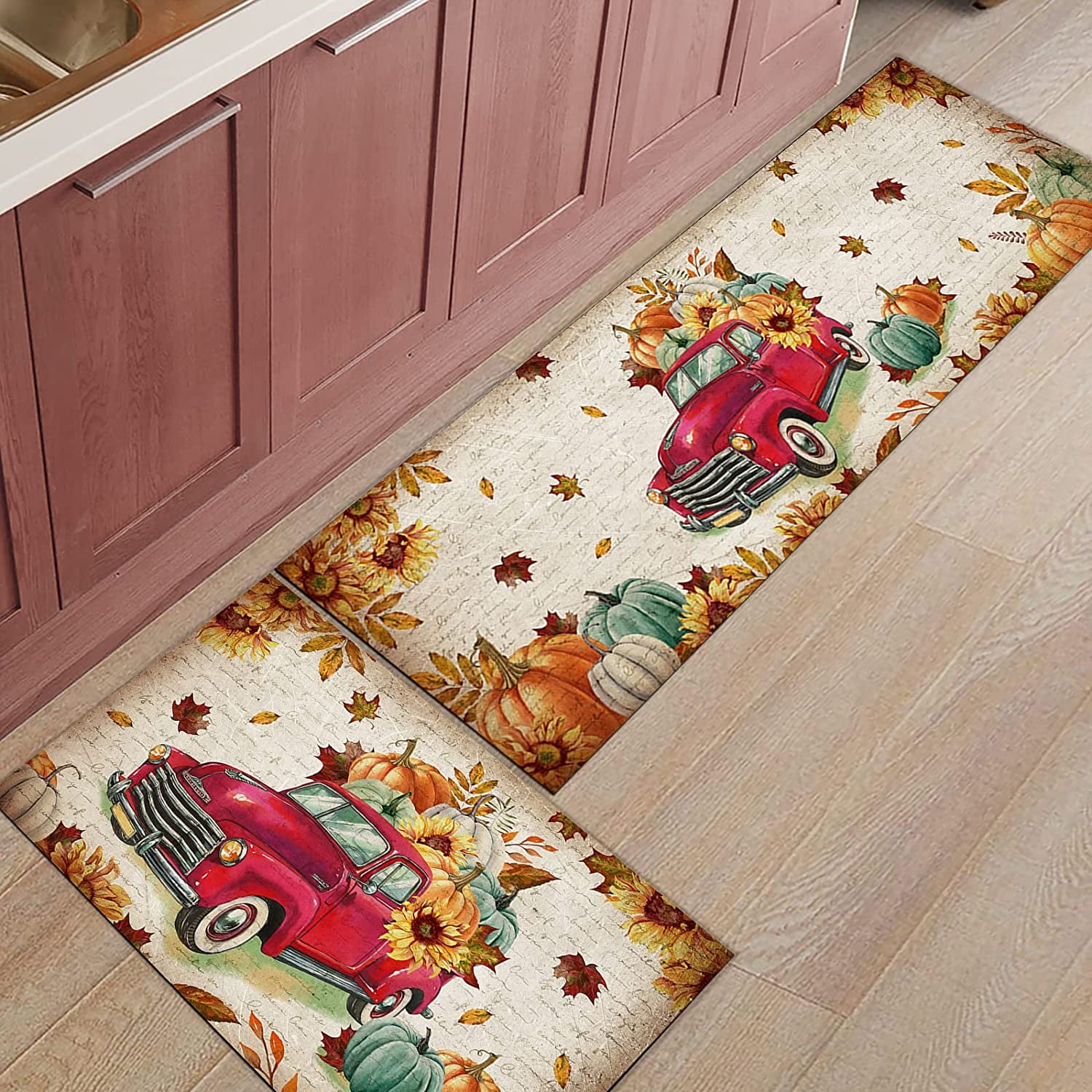 Ksoemar Fat Chef Rugs Kitchen Floor Mats for Sink, Anti Fatigue Floor Mat  for Kitchen, Padded Kitchen Mats for Standing and Red Kitchen Matt for