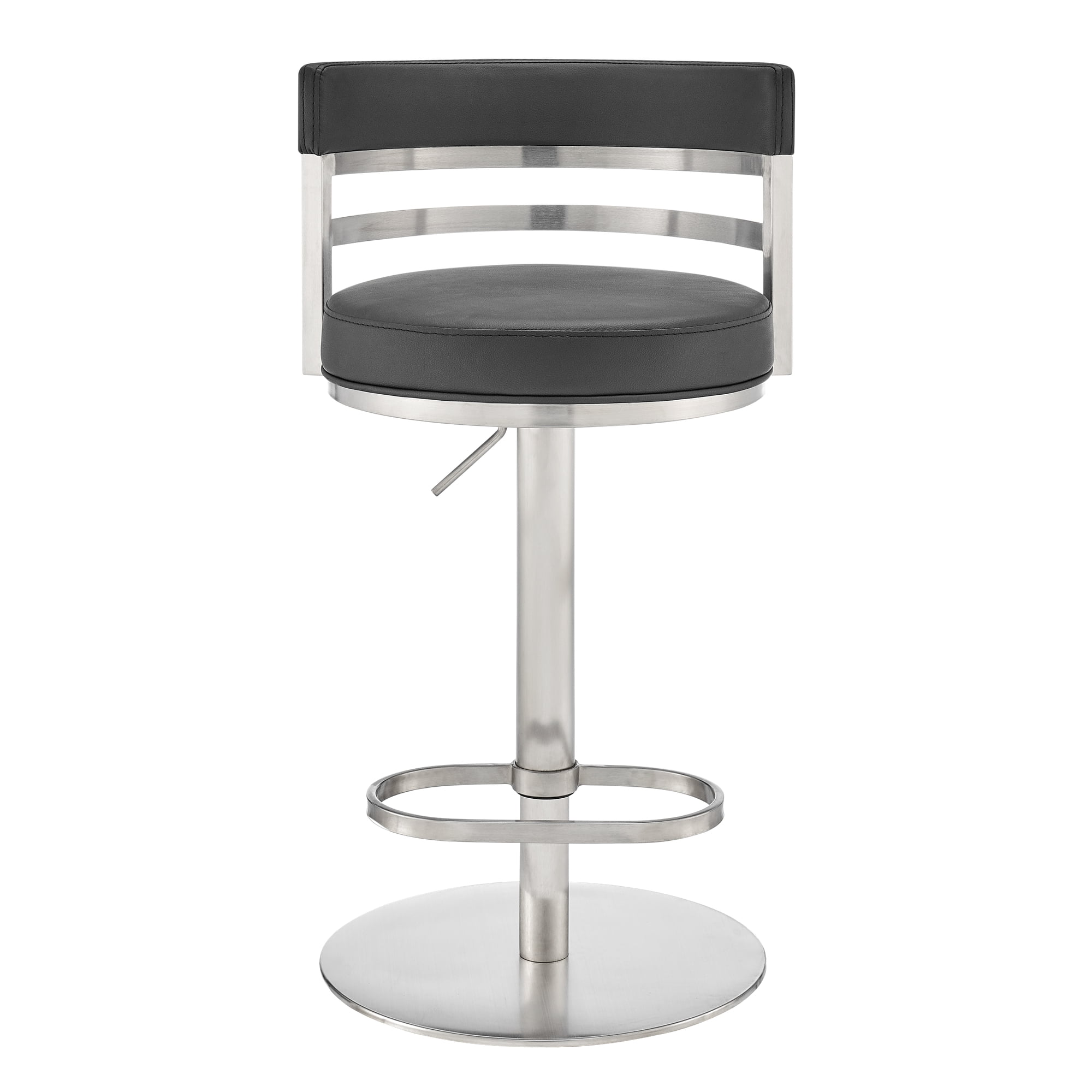 Judi Modern Industrial Swivel Metal Adjustable Height Barstool With Faux Leather Seat