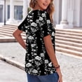 thumbnail image 3 of Tops de Manga Corta de las Mujeres Impreso Cuello en V, Suelto Casual Top para el Hogar Y las Actividades Diarias, 3 of 8