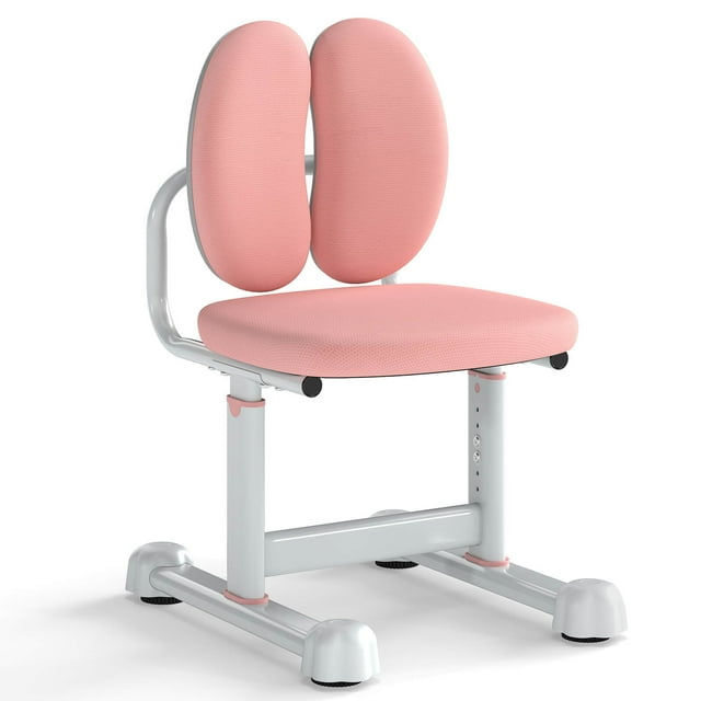 Costway Chaise de Bureau pour Enfants avec Double Soutien Dorsal Hauteur Réglable Chaise d'Ordinateur Rembourrée Rose