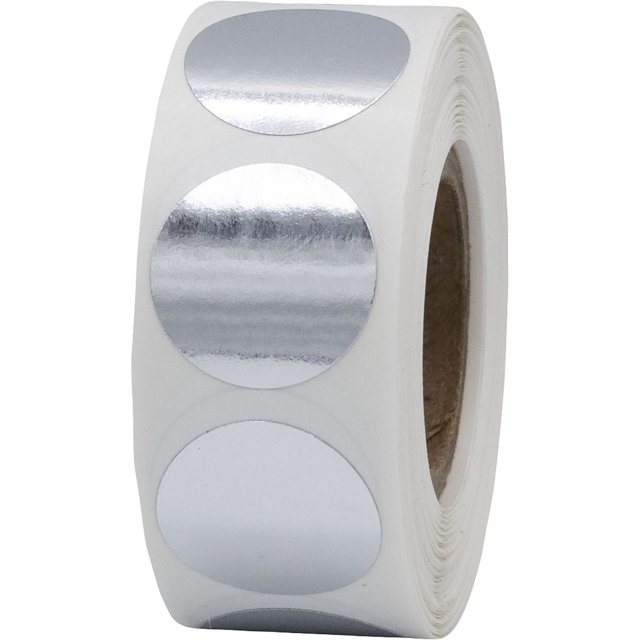 Silver Circle Dot Stickers | 0.75" Inch Round | 500 Pack