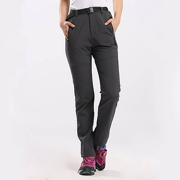 Pantalons de Randonnée Gris pour Femmes Pantalons de Pluie en Peluche Imperméables Pantalons de Randonnée Coupe-Vent Équipement de Pêche en Plein Air Pantalon de Survêtement pour Femmes