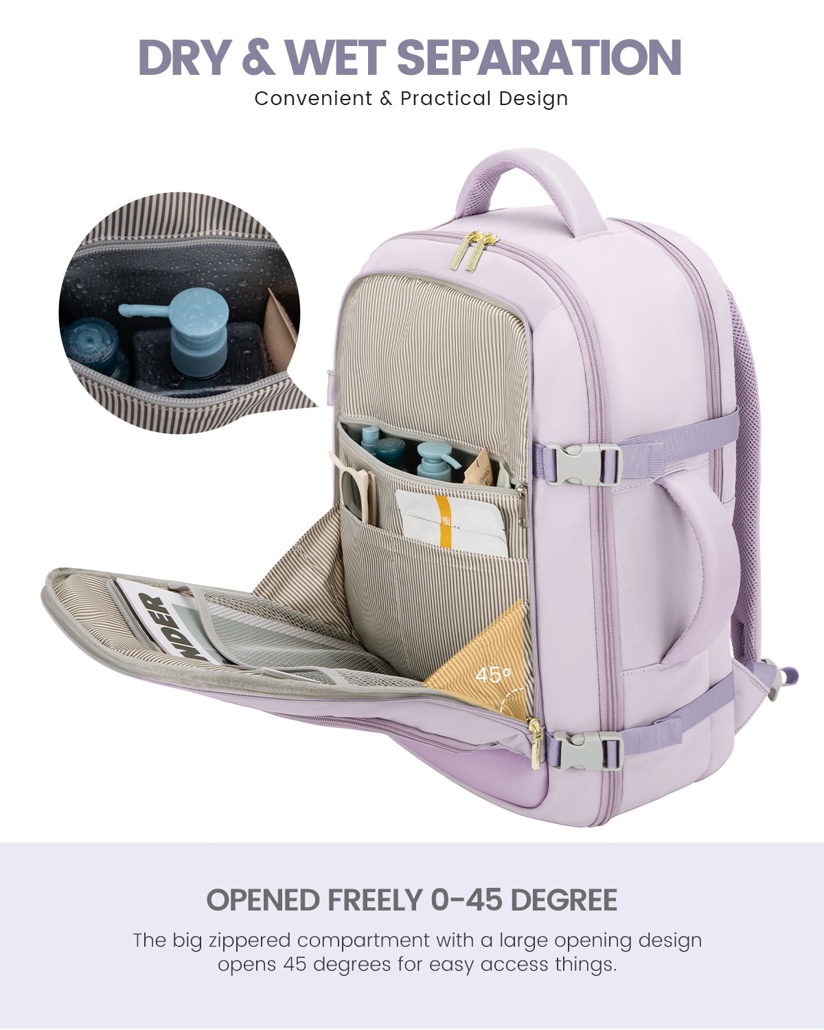 Lovevook Travel Backpack, 40L Carry-on Luggage Backpack Airplane Approved Size, Person Item Bag Business Weekender Overnight Bag with 3 Cubes