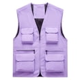 thumbnail image 5 of Fewfanhot Men Stand Collar Multi Pocket Zip Up Utility Vest Outdoor Fishing Hunting Sleeveless Cargo Waistcoat, 5 of 6