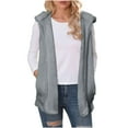 thumbnail image 3 of Fnooota Womens Fleece Vests, Fall Winter Hooded Sleeveless Warm Outerwear Vest with Pockets Gray Size M, 3 of 8