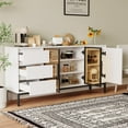 thumbnail image 4 of Buffet cabinet with storage, kitchen side panel storage room with doors and 3 drawers, pantry cabinet display rack, console, dining table manager furniture, living room dining room white, 4 of 8